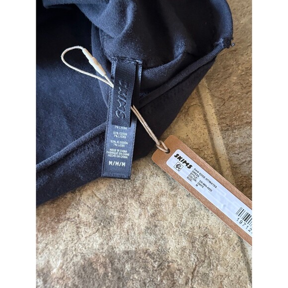 Skims Raw Edge Slit Front Mini Dress Onyx Size Medium - Picture 7 of 7